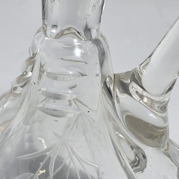 Cruet Clear Glass Etched Grape Leaf Pattern Oil Or Vinegar Decanter Carafe VTG - Picture 11 of 12